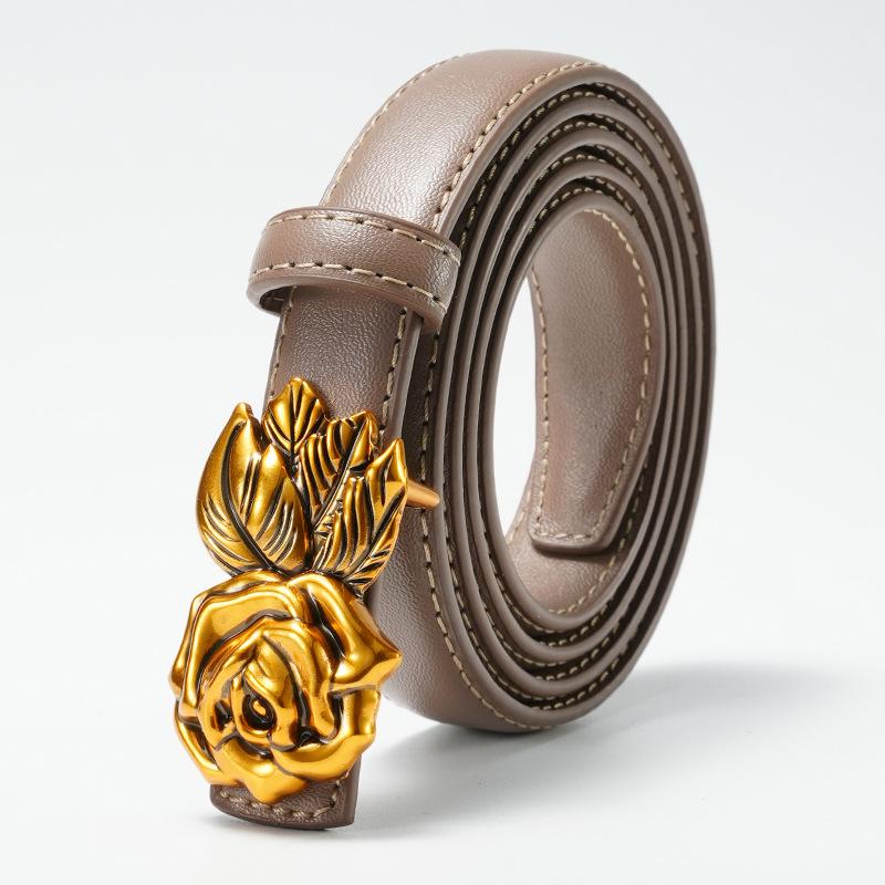 Ремни Женские Джинсовые Модные и Универсальные Кожаные Простые Инс Стиль Декорация Повседневные Корейские Тонкие Ремни Черный Тренд