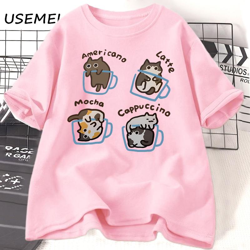 Футболки с изображением кота и кофе для мужчин, футболки унисекс с забавным принтом, летние повседневные рабочие футболки с коротким рукавом, хлопковая футболка унисекс с принтом