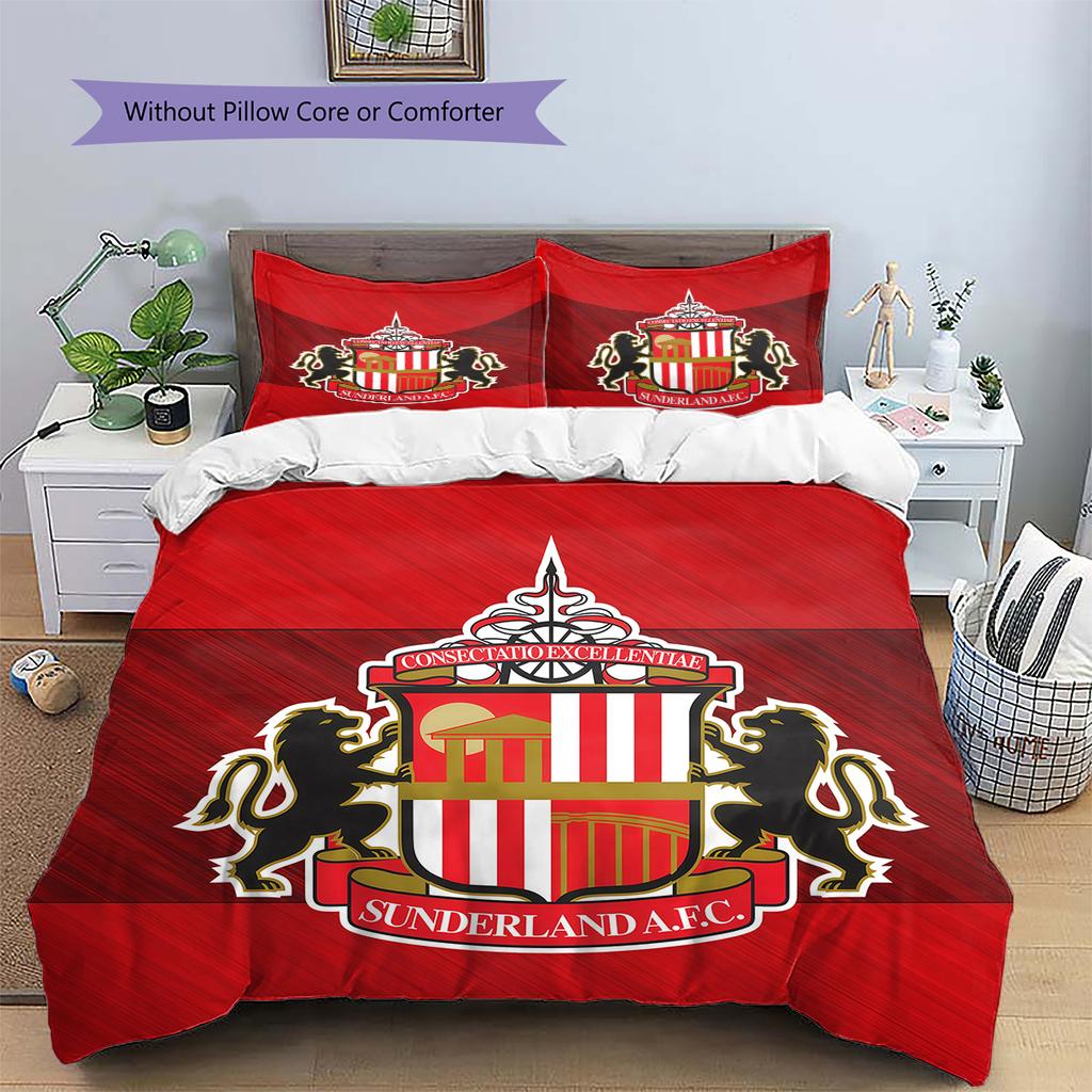 Sunderland AFC Pattern Bedding Home Decoration Birthday Gift (1 * duvet cover + 2 * pillowcase, without core)