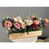 Wooden Pot with Multi-Design Dry Artificial Flowers, Perfect Home Office Gift, Elegant Décor (Multi Long)