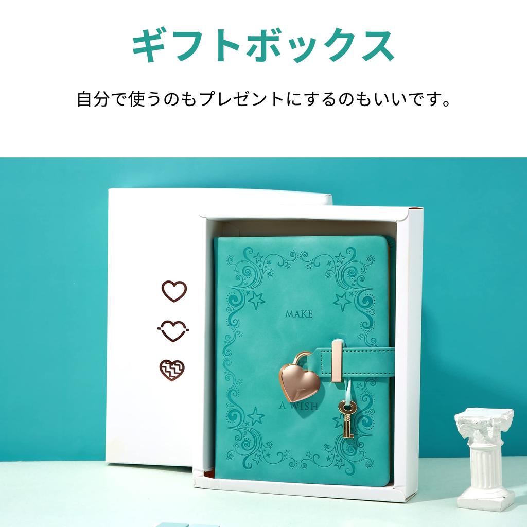 CAGIE Блокнот с дневником Дневник с милым Для начальной школы Книга-дневник с ПУ Секрет Для школы Зеленый Замок, Книга, Замок, B6, Блокнот, Стильный,