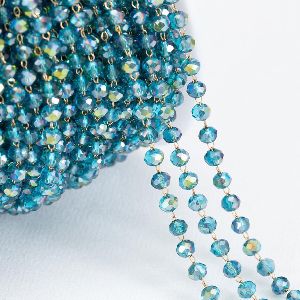 1Meter Colorful Glass Ball Beaded Chain Crystal Beads Necklace Body Chain Accessories for Jewelry Making Components DIY Supplies