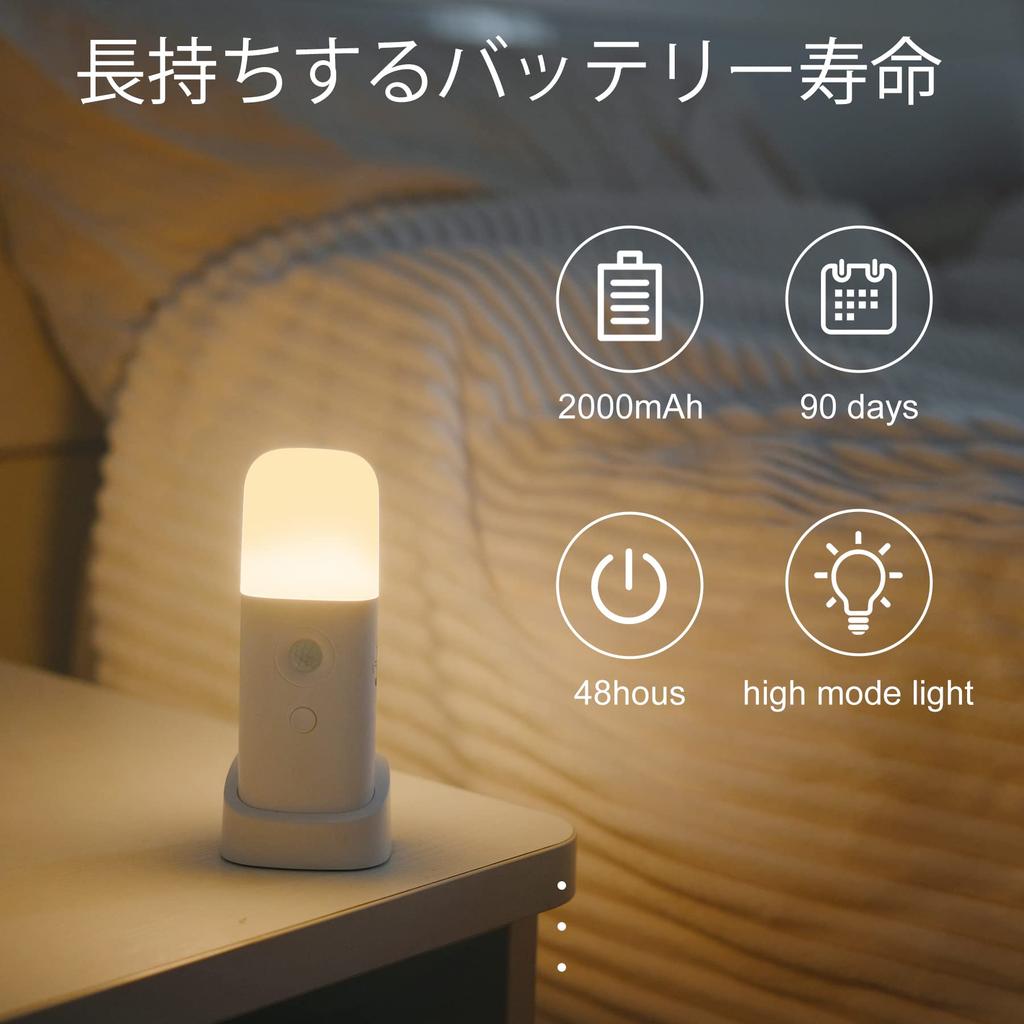 YELKO Motion Sensor Night Light, 2000mAh Rechargeable Portable Dimmable Night Light with 5 Brightness Levels for Kids and Adults