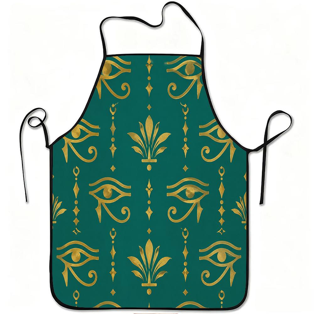 1pc Egyptian Eye of Horus Apron with Horus Print - Adjustable Waistband Suitable for Kitchen Cooking, Gardening, Picking, Egyptian-Themed Outfits - Du