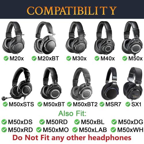 SOULWIT Ear Pads and Cushions for Audio Technica ATH M50X, M50XBT, M50xSTS, M50RD, M40X, M30X, M20X, MSR7, and SX1 Monitor Headphones, High-Density Fo