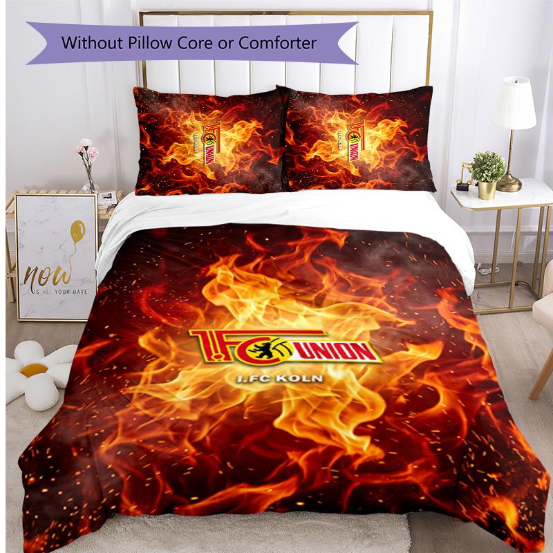 Union Berlin FC Printed 3PCS Bedding Set Breathable Duvet Cover with Pillowcases Decorative Bed Linen for Bedroom Home