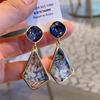 GemChic женские новые винтажные морские синие фиолетовые геометрические серьги с драгоценными камнями этнические модные серьги-гвоздики на день рождения рождественский подарок на день рождения