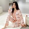 Пижама женская из чистого хлопка с длинным рукавом, женский высококачественный комплект домашней одежды большого размера