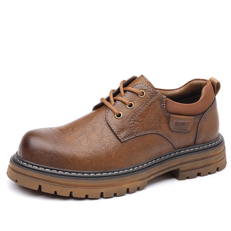 Модные мужские кожаные туфли с круглым носком. Высококачественные повседневные и универсальные туфли для вечеринок, отдыха на природе, деловые туфли на толстой подошве.