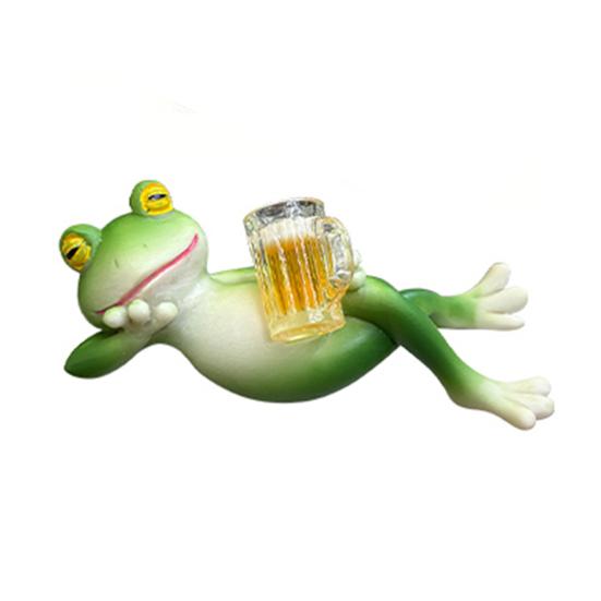 2 шт./набор Пьющая лягушка Фигурка Лежащая Мультяшная Лягушка Статуэтка Смола Животное