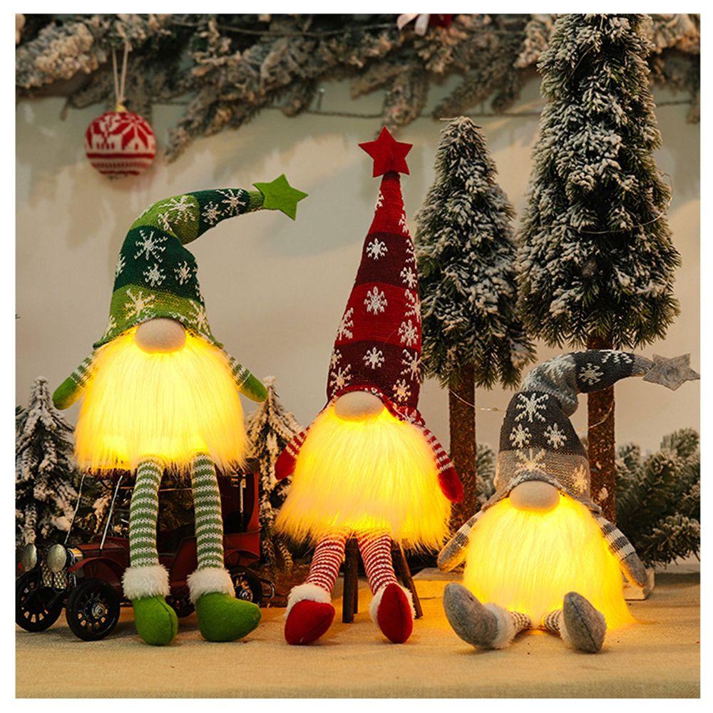 Festival Ornaments Decoration Celebration Gift Old Man Rudolph Glowing Elf Dwarf Goblin Lights Doll
