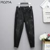 Women High Waist Slim Fit Ladies Jeans Casual Elasticity Denim Harem Pants Oversized Trousers Streetwear Cropped Pants Plus Size