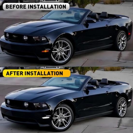 White 2/4X Red LED & Front Side Marker Rear Lights For 2010-2014 Ford Mustang GT