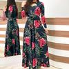 Модное женское длинное платье с цветочным принтом в стиле бохо с длинным рукавом, женское повседневное платье