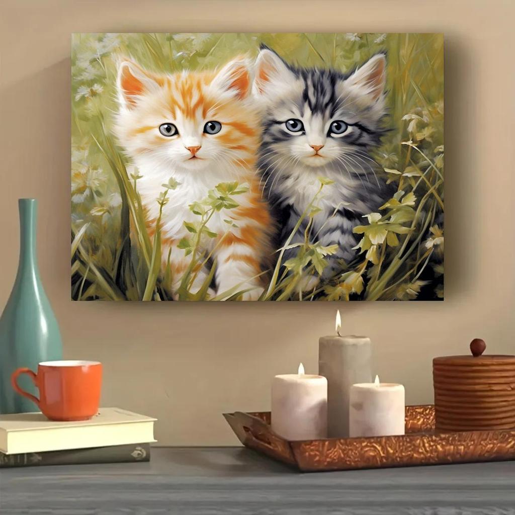 Рамка Кот Картина по номерам для взрослых Наборы для поделок Ручная роспись животных на холсте Картина Рисунок Раскраска по номерам Домашний декор 40x50 см