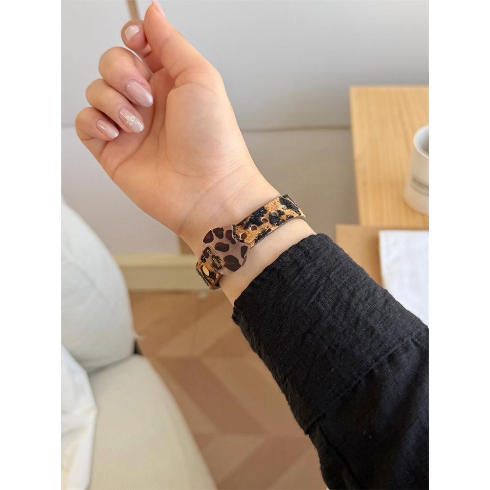Ремешок из натуральной кожи с леопардовым принтом для Apple Watch, подходит для Ultra 2, 49/46/45/42/40 мм, кожаный ремешок для iWatch Series 11 / 10 / 9 / 8 / 7 / 6/ 5/SE