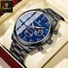 Men's Watch Blue Dial Stainless Steel Band Mens Business Male Watches Waterproof Luxuries Men Wrist Watches for Men