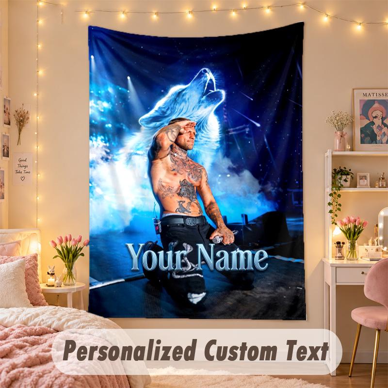 Custom Personalized Tapestry,Kontra K Print Custom Name Text Wall Art Hanging for Bedroom