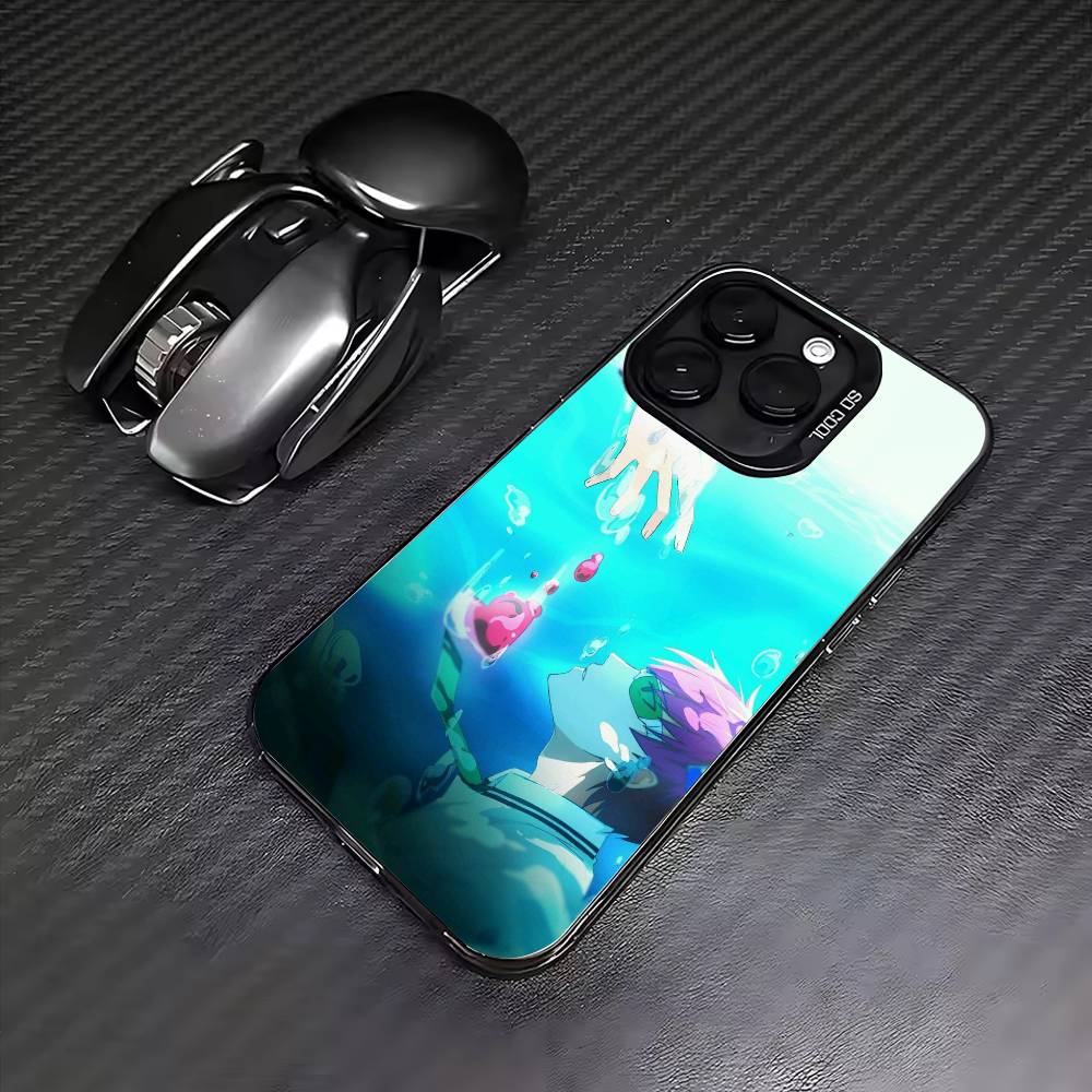Аниме S-Сайки Кусуо Чехол для телефона для iPhone17,16,15,14,13,12,11 Plus,Pro Max Цветной Серебряный Покрытие Внутренняя крышка