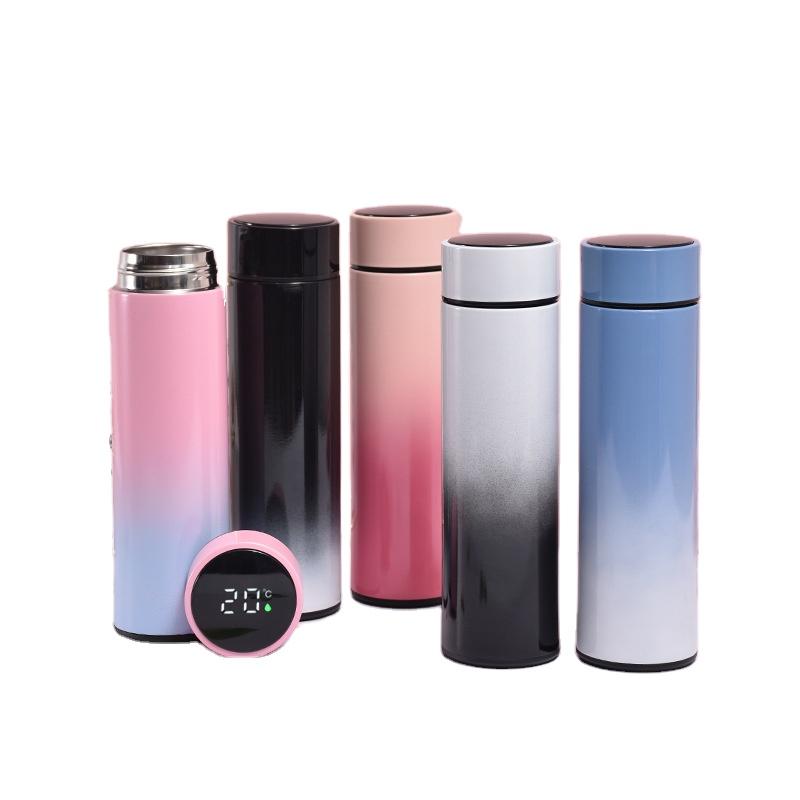 500ml 17oz Stainless Steel Creative Thermoses Vacuum Flask Tumbler Smart Water Bottle With Led Temperature Lid