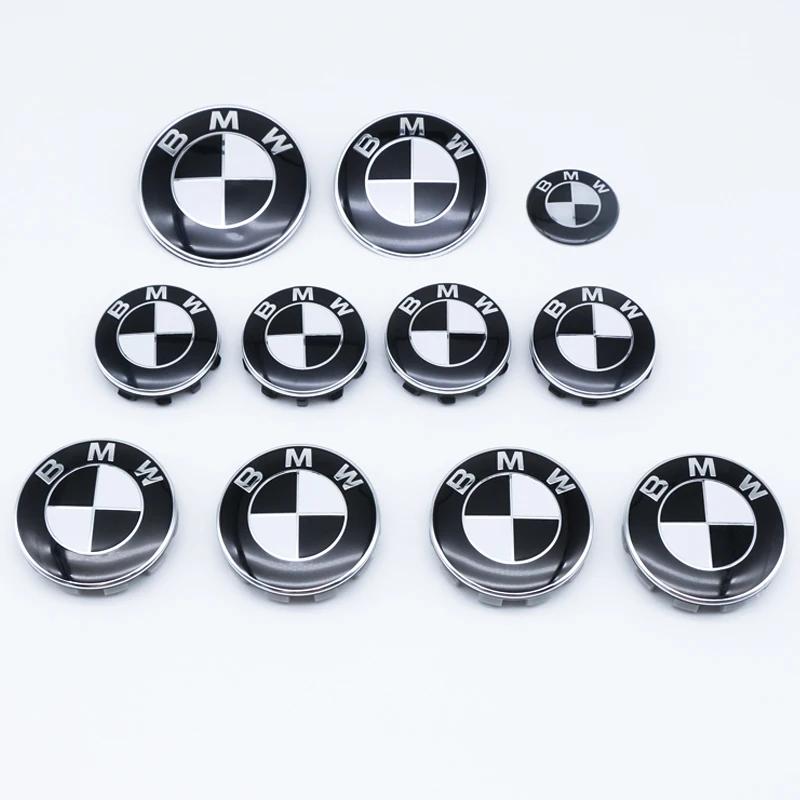 For BMW M 7Pcs Black White Car Front Hood Emblem For BMW X1 X2 X3 X4 Wheel Hub Caps Badge X5 X6 F48 F39 F10 F30 G11 E60 G01 E84 E83 Auto JG8