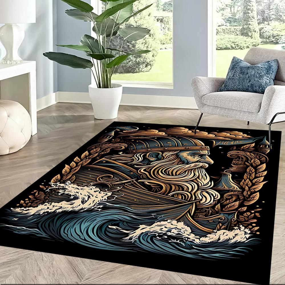 Viking Warrior Artwork Floor Mats for Living Room, Bedroom and Room Decoration Are Suitable for Gifts.