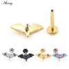 Alisouy 1PC Stainless Steel Bat Internal Thread Tragus Helix Labret Lip Rings Cartilage Earring Piercing Body Jewelry