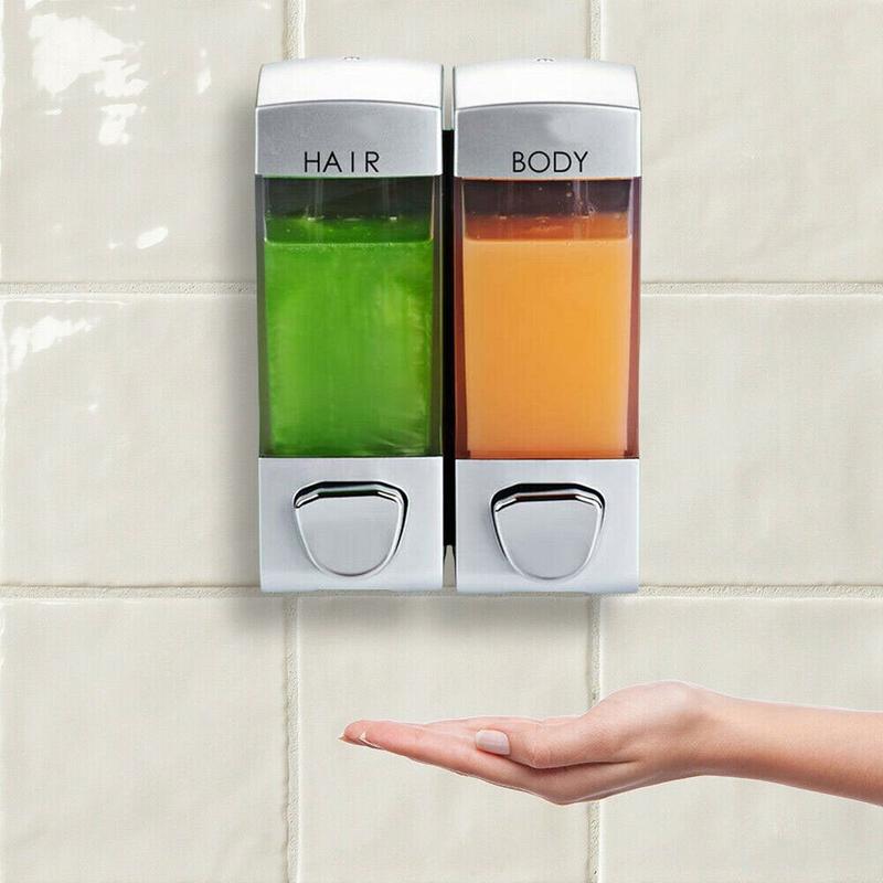 700ml Wall Mounted Soap Dispenser Double Head Hand Held Pump Under Shower Shampoo Under Shower Balsam Dispenser | Liquid Soap Dispensers