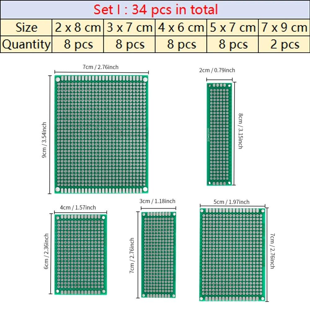 4-40 шт., универсальный макет печатной платы, двухсторонний макет 2x8, 3x7, 4x6, 5x7, 7x9 см, макетная плата, DIY электронный комплект