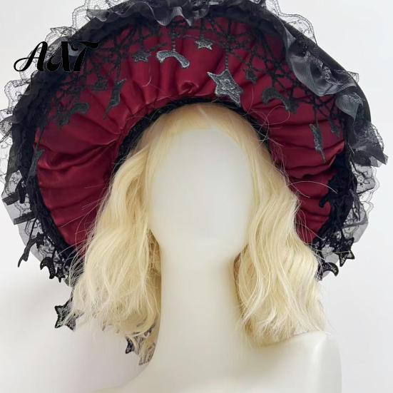 Adjustable Cosplay Hat Gothic Witch for Women, Dark Lolita Style Halloween Costume Accessory, Lightweight Accessories with Lace & Bow, Headwear