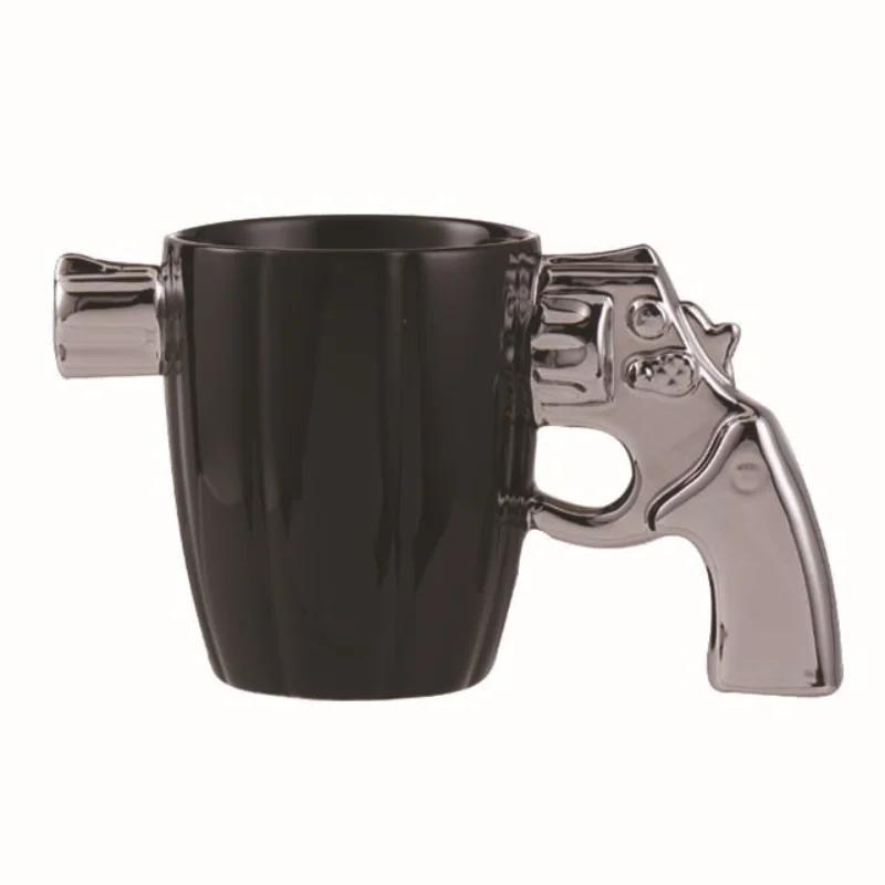 350ml Novelty Mug Revolver Handle Mug Coffee Cup Ceramic Personalized Decorations for Coffee Tea Milk 3D Mold Non-slip Glaze Cup
