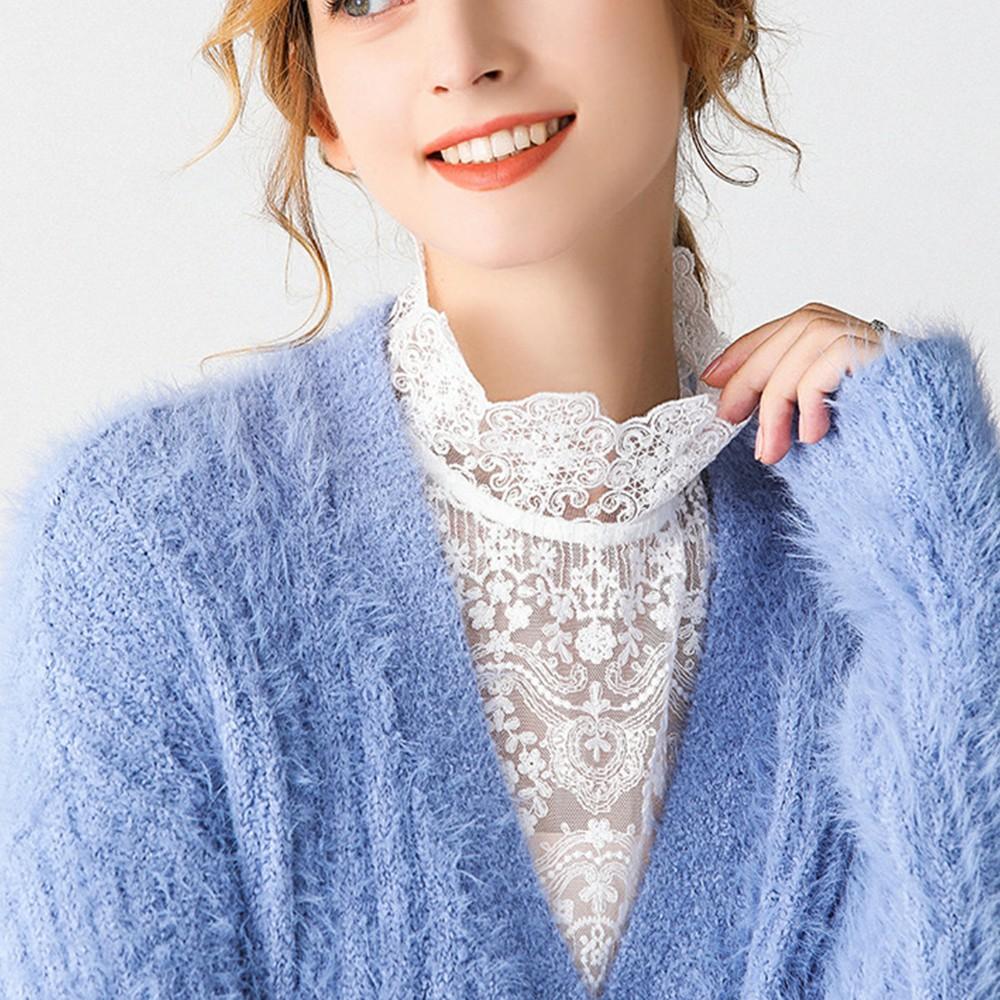 Женская черная/белая блузка с искусственным воротником, осень-зима, съемный воротник рубашки, блузка с накладным воротником, топ, женская одежда, аксессуары