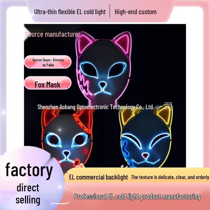 Halloween LED Luminous Demon Slayer Mask - Tanjiro & Sabito Cat Face Cosplay Mask