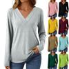 Women's Casual Fashion Brushed Solid Color Long-sleeved V-neck Top T-shirt