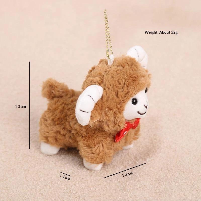 Ram Plush Hanging Pendant Soft Fluffy with Bow Tie Cozy Touch Dual Use Key Holder Bag Decor for Women