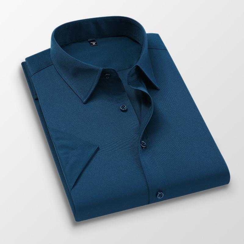 Рубашка с короткими рукавами Мужская деловая нежелезная однотонная повседневная мужская белая рубашка 