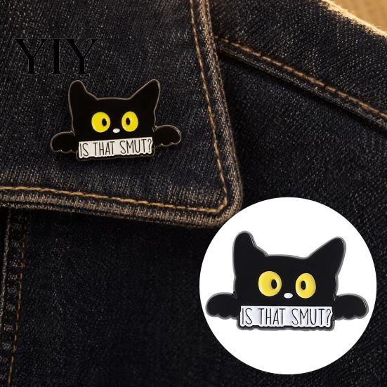 Универсальная Брошь-Значок Кошка, Черная Тематическая Брошь, Легкая Брошь на Лацкан, Не Ржавеющая, Мультяшные Аксессуары-Значки для Одежды, Сумки, Вечеринки, Украшения
