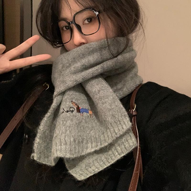 High-end Solid Color Wool Scarf Women's Versatile New Autumn and Winter Knitted Shawl Fashion Thickened Warm Scarf