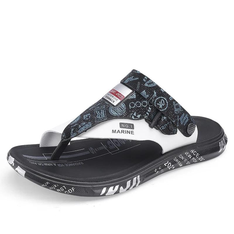 Модные летние новые мужские шлепанцы мужские тапочки для дома уличные тапочки мягкая толстая подошва домашняя обувь пляжные тапочки шлепанцы