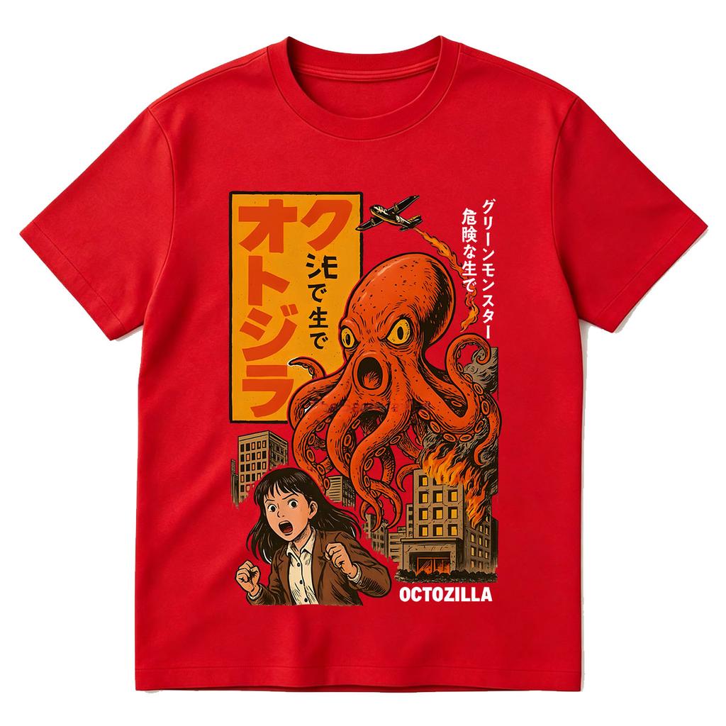 Octozilla Dotonbori Пьяный Осьминог Смешные Хоррор Футболки Мужские Женские Хлопковые С Коротким Рукавом Футболки Уличная Мода