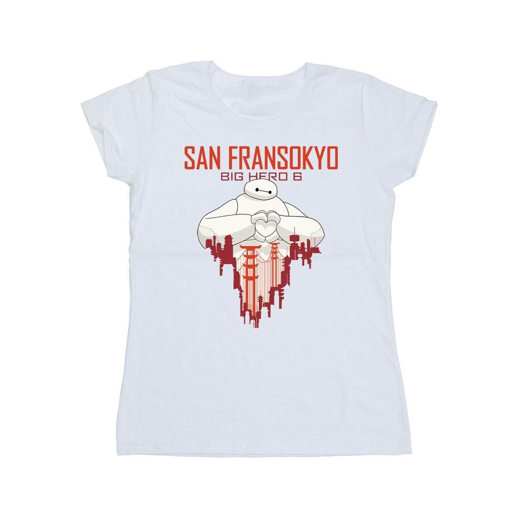 Disney Женская/дамская футболка Big Hero 6 Baymax San Fransokyo Heart Cotton