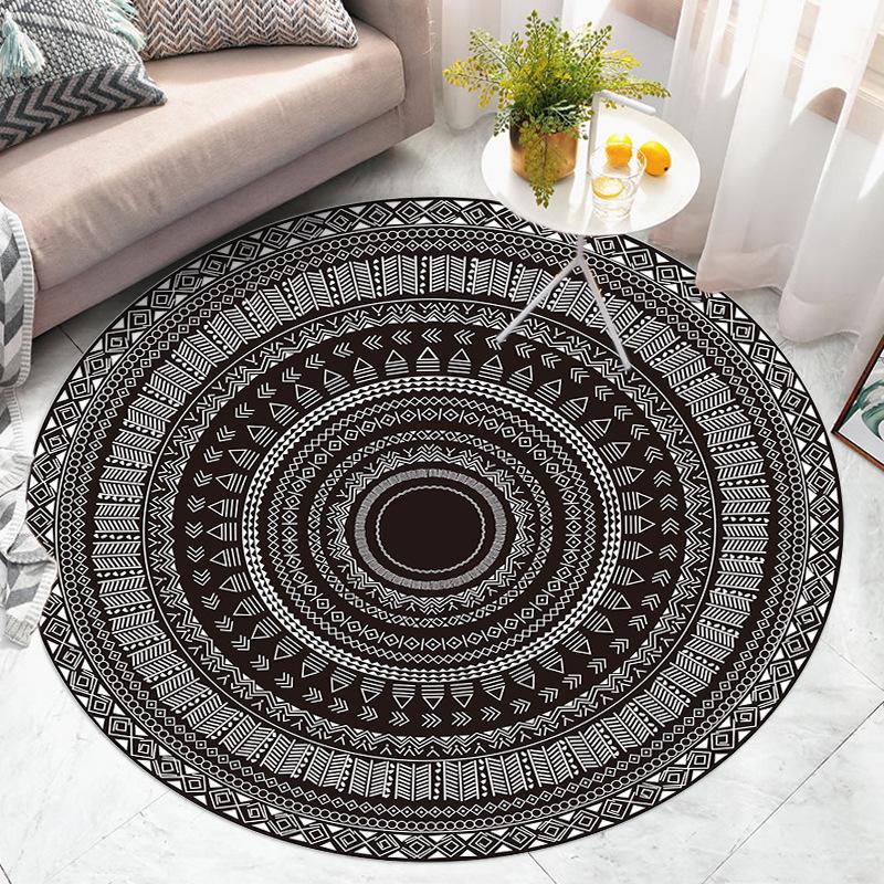 Винтажный круглый ковер для гостиной, коврик для машинной стирки, ковер с низким ворсом, коврик для двери в помещении