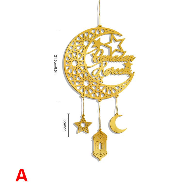 Акриловая настенная подвеска Ид Мубарак Зеркало Золотая Рамадан Карим Дверная табличка Подвесное украшение Луна Звезда Подвески