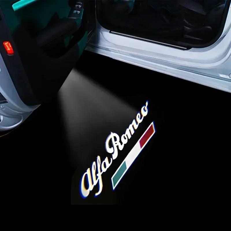 Car Stickers For Alfa Romeo 2 pieces LED Car Door Welcome Light Decorate Laser Logo Projector Lamp For Alfa Romeo 159 Mito Stelv
