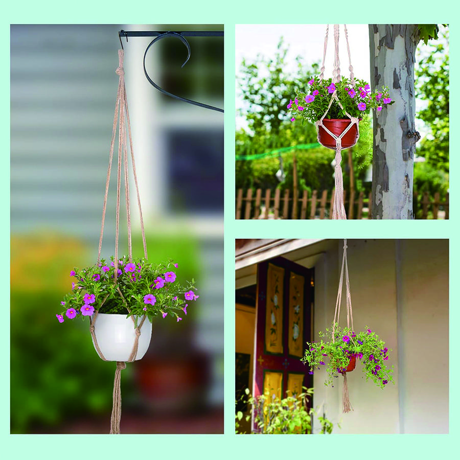 4pcs Practical Convenient Garden Plant Pot Hanging Net Bag With Breathable Root Protection For Plant Hanging Pots Balcony And Co