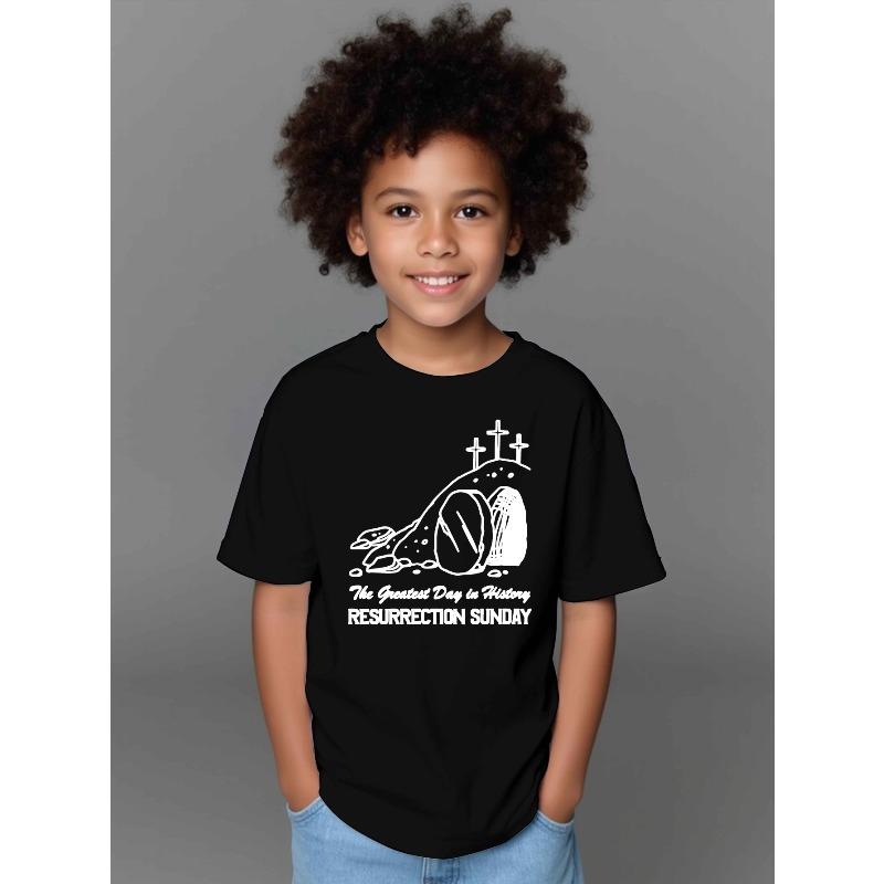 Boys Crewneck Short Sleeve T-Shirt, Resurrection Sunday Cute Print
