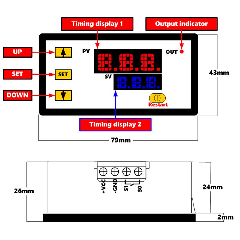 DC 12V 20A цифровой дисплей реле задержки времени циклический модуль 0-999H