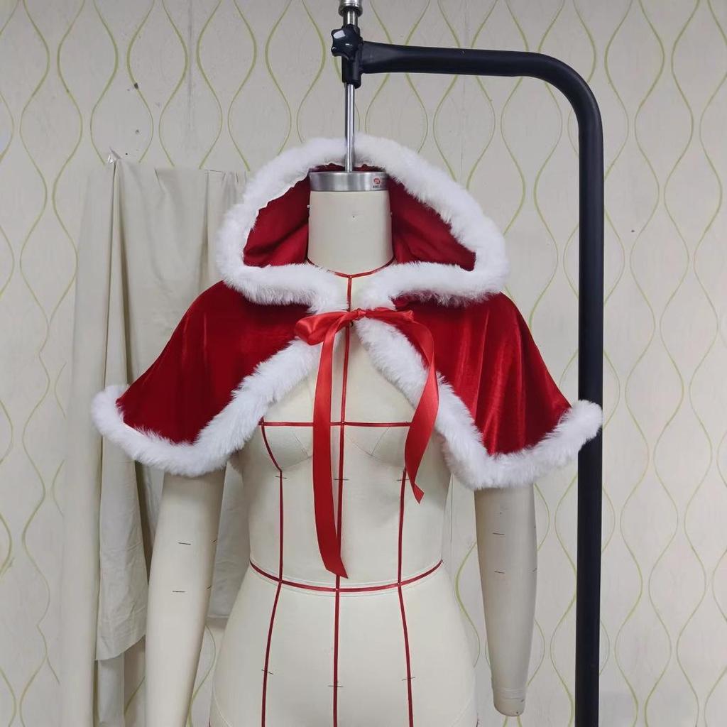 Высококачественная рождественская шаль с капюшоном из кроличьего меха для праздничных вечеринок