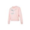 Classics Metallic Logo Crew Sweatshirt Women Tops Pink 535276-66