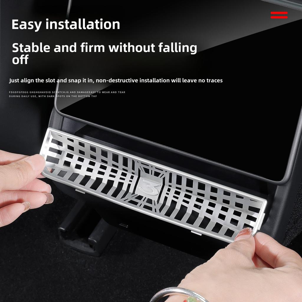 For Tesla Model 3 Highland 2024 Rear Air Vent Cover Center Console Armrest Box Back Conditioner Outlet Filter Grille Protector